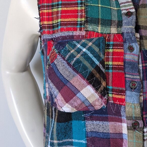 We The Free - "Lost in Plaid" Patchwork Crochet Sleeveless Shirt - Size S - Picture 3 of 9